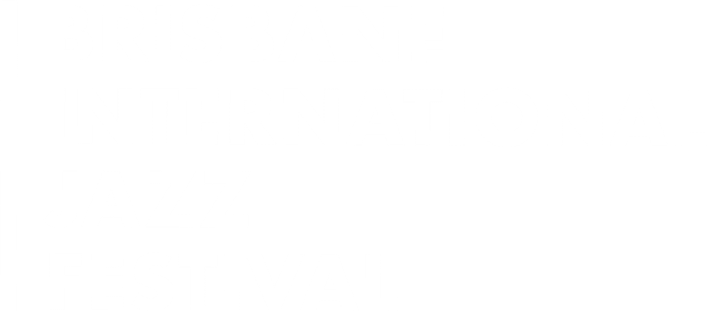 White text on a light grey background reads: Brisbane International Jazz Festival, with each word stacked vertically—highlighting world-class artists like Tigran Hamasyan at Brisbane Powerhouse 2026.