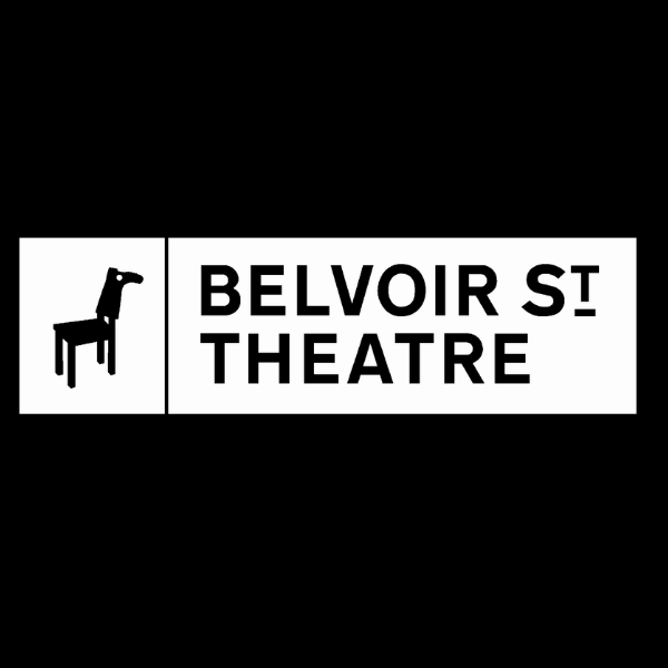 Belvoir St Theatre logo featuring an illustration of a chair next to the company name.