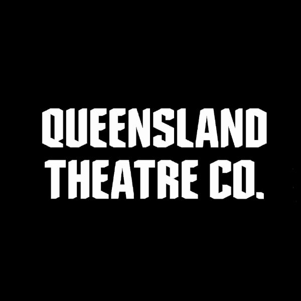 Logo for Queensland Theatre Co. in white text on a black background.
