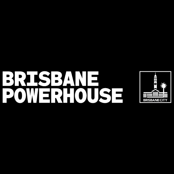 Brisbane Powerhouse logo featuring the text next to a small square icon of the Brisbane City Hall building.
